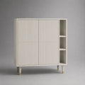 Crema e oro rettangolare top MDF, 4 porte scanalate e 3 nicchie, 120 × 40 × 120 cm