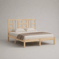 Letto matrimoniale in legno naturale 160 × 200 cm con lettino con latte e testata aperta