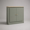 Legno rettangolare con 2 porte, salvia verde e legno naturale, 80 × 35 × 80 cm