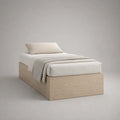 Letto singolo in legno con latte, rovere leggero, letto 90 × 200 cm, dimensioni 206 × 96 × 40 cm