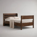 Letto matrimoniale 160 × 200 cm in noce marrone pino massiccio con libreria letto testa