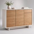 3 porte e 1 cassetto, armadio in rovere bianco e naturale, 120 × 40 × 85 cm