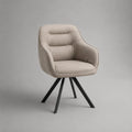 Sedia imbottita in poliestere e acciaio nero con braccioli, beige e nero, 58 × 61 × 83 cm